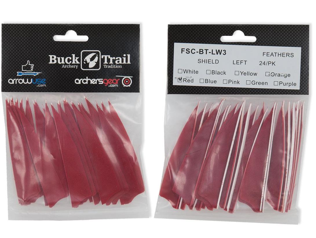 Оперение натуральное SHIELD 3" красное 24/шт