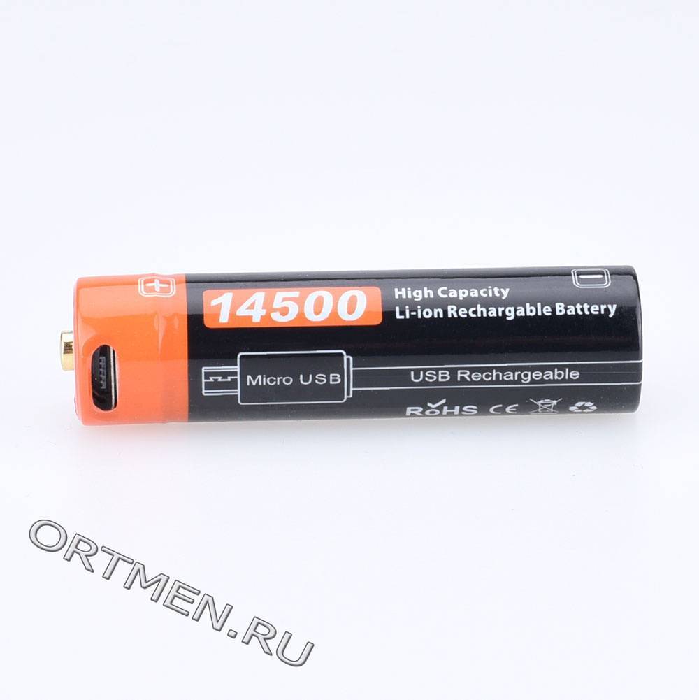 Аккумулятор 14500 FiTorch (750 mAh) с зарядкой USB